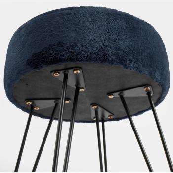 OHS Navy Teddy Fleece Stool with Hairpin Base and Comfortable Seating