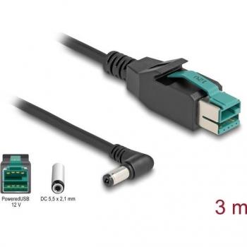 DC 5.5x2.1mm Angled Power Cable – 12 V, 3 m – DELOCK 80013