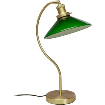 PR Home Tischlampe Axel, messingfarben und grünes Glas