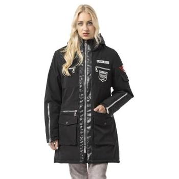 CIPO & BAXX Damen‑Mantel WM144 – Schwarz, XL, 100 % Nylon, Rundhals, Unifarben, Zipper‑Detail, Relaxed Fit