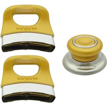 Golden Yellow 3-Piece Sahan Cover and Tongs Set