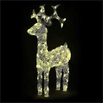 Addobbo Natale 82 cm BakaJi: Renna Luminosa Esterno Bianco Caldo