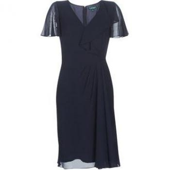 Robe Longue Lauren Ralph Lauren CUTLER à Manches Courtes Bleu