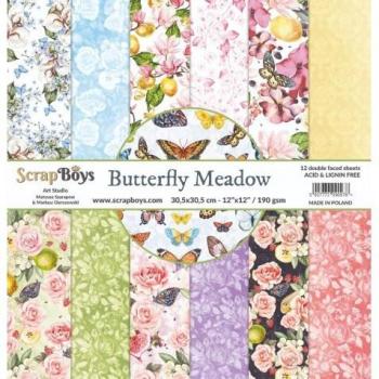 ScrapBoys Vlinders Weide Papieren Set 12 vl + Cut-out Elementen DZ BUME-08 190g 30,5x30,5 cm