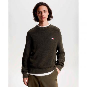 Tommy Jeans Pullover mit Emblem, Drab Olive Green, Größe S