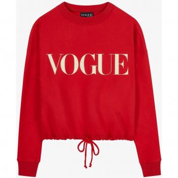 Felpa VOGUE Rossa con Logo Retro Bianco