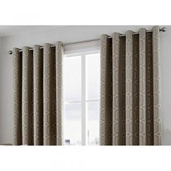 Curtina Camberwell Stone Eyelet Curtains, 66 x 90 Inch