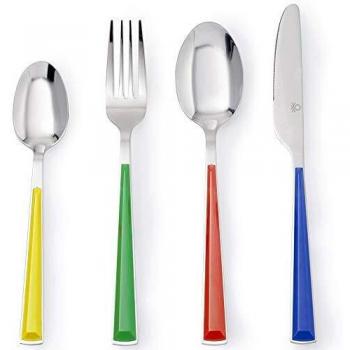 Modern Colorful Stainless Steel Cutlery Ensemble by Casa Benetton – 24 Pieces