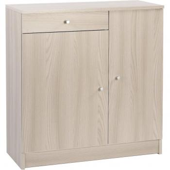 Armario Compacto Sarmog: Dos Puertas + Un Cajón, Estilo Olmo Claro