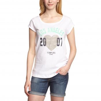 TOM TAILOR Damen Slim Fit T-Shirt, 404, XS, Weiß