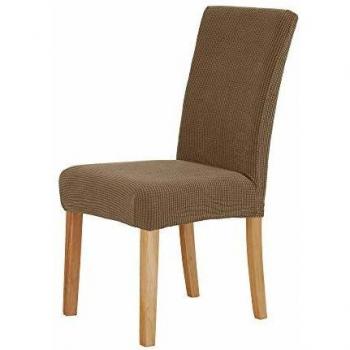 Deconovo Lightweight Dining Chair Covers – Easy-Remove, Light Brown, Pack of 6