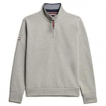 Superdry Felpa Uomo M2014078A-07Q: Piqué Grigio, Mezza Zip, Henley