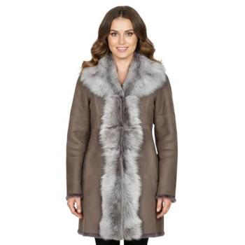 Toscana Celeste Taupe Trench for Her – Genuine Sheepskin Suede, 14