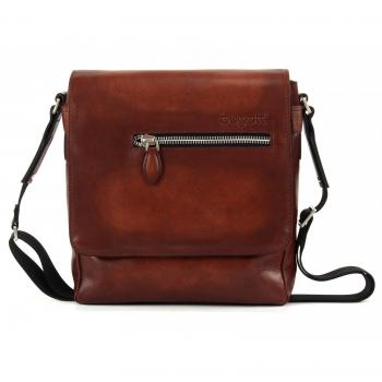 Bugatti Domus Brown Leather Messenger 37 cm