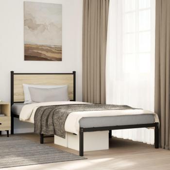 Sonoma Oak Metal Bed Frame 100x190 cm without Mattress