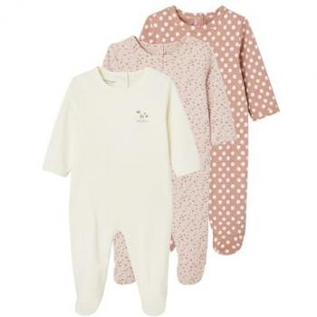 Dreamy Daisy Trio – Interlock Sleepsuits in Rose (18M‑81CM)