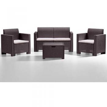 Set di Arredi da Giardino con Salottino Nebraska 4 Posti, Marrone, 281 x 155 x 79 cm