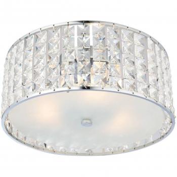 Belfont IP44 G9 Chrome Flush Ceiling Light with Crystal Detail
