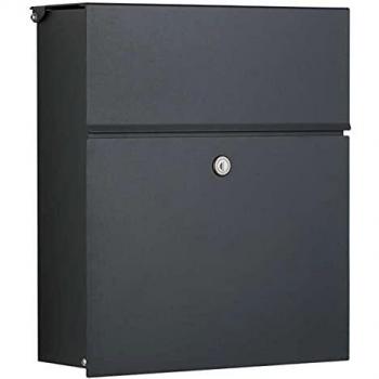 Heibi Briefkasten Calmalux grau RAL 7016 mit Zeitungsfach