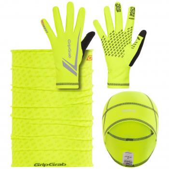 GripGrab Thermo Mütze und Halstuch Geschenkset, Yellow Hi-Vis, XL