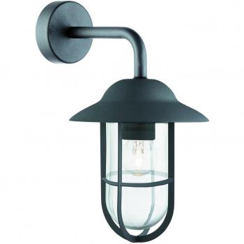 Searchlight Wandlampe Außen Edelstahl Schwarz Dimmbar