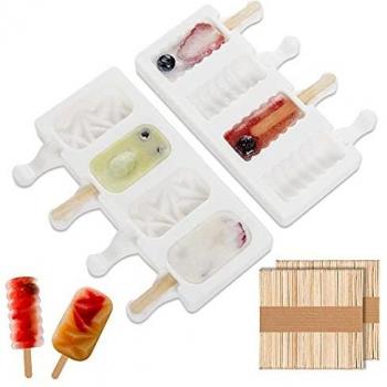 Silicone Ice Cream Lolly Mold Pair, 4-Cavity, 100 Stick Pack