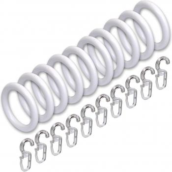 Gardinenringe mit Faltenlegehaken, 10 Stück, für Ø 28 mm Gardinenstangen
