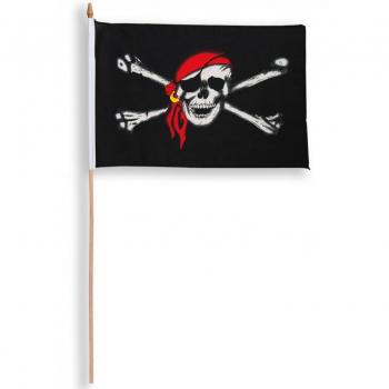 Bandera Pirata “Noche en la Bahía” – 30×45 cm con asta de 60 cm