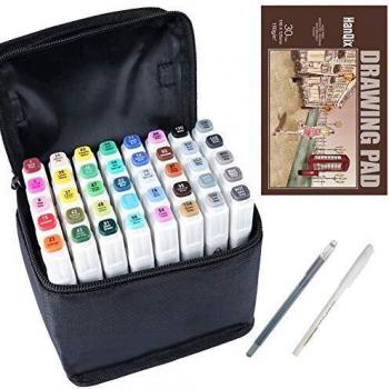 Drawing Marker Pen Animation Sketch Markers Set Dual Tip Marker For Artist Manga Graphic Markers Pens Set Brush With A5 Marker-Paper-Pad (40 colors)
