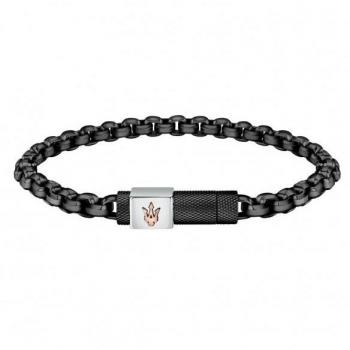 Pulsera Masculina Maserati de Acero, PVD oro rosa y piedra negra