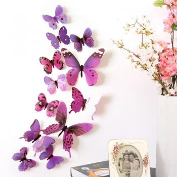 12 Pairs of 3D Butterfly Wall Art