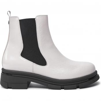 Caprice Bottines Chelsea blanches, cuir et textile, talon bloc, pointure 39