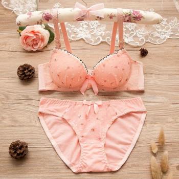 Sous‑vêtements doux à pois pour adolescentes : soutien‑gorge + culotte