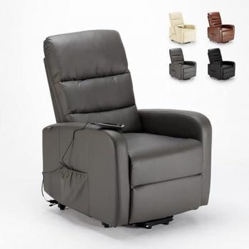 Poltrona relax elettrica similpelle grigia scura con funzione alzapersona Elizabeth Design