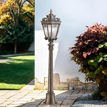 Vintage Außen-Stehlampe AMELIA 110 cm IP44 Braun E27 Glas Aluminium