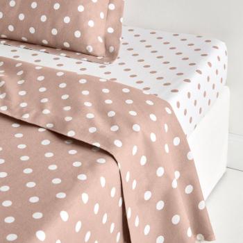 Tête de lit flanelle imprimée pois Clarisse – beige, 270 × 290 cm