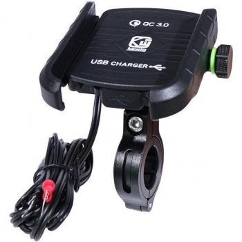 Support de téléphone étanche pour moto et vélo, chargeur rapide USB Qc3.0, 12-24V