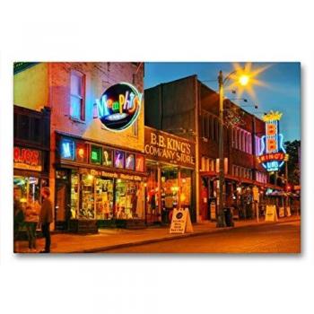 CALVENDO Premium Textil-Leinwand 90 x 60 cm Quer-Format Musikkneipen in der Beale Street, Memphis, Tennessee, Leinwanddruck von gro
