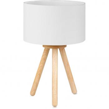 Lampetta Tomons in Legno con Treppiede – Paralume Tela Classico, 39 cm, LED 4 W