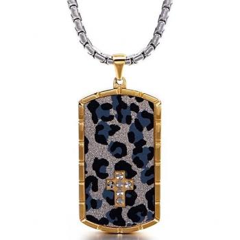 Collier long en acier inoxydable avec croix pour homme