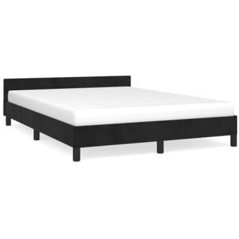 Double Velvet Bed Frame, 135x190 cm, Black – vidaXL (Without Mattress)