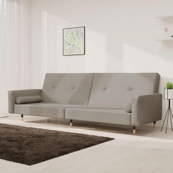 Día y Noche Sofá cama de 2 plazas con dos almohadas terciopelo gris claro