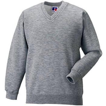 Schoolgear Kids V-Neck Sweatshirt in Light Oxford, Size 7-8 – Jerzees