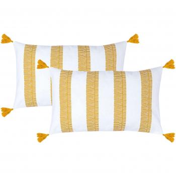 Set de 2 housses de coussin 50 cm × 30 cm – jaune moutarde