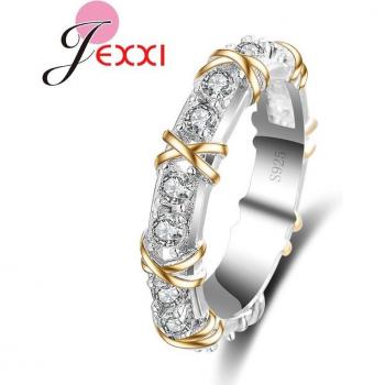 Women’s Classic X Shaped Ring in 925 Sterling Silver with Zircon