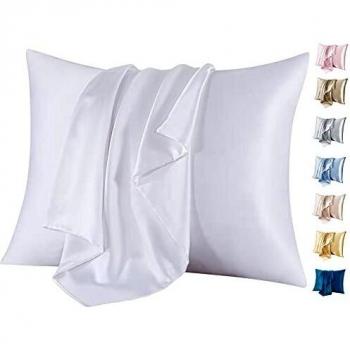 Breathable White Silk Pillowcase with Hidden Zipper (20x26)