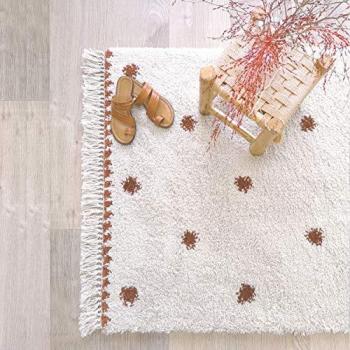 Tapis enfant rectangulaire pois terracotta en acrylique 100 x 150 cm Wooly