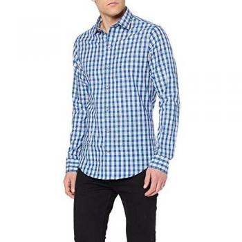 Camisa Azul Izod Dobby Check con Cuello Spread, XXL para Hombre