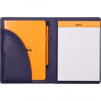 Porte-bloc Rhodia N°16 A5 Bleu Nuit Simili Cuir 17,5 x 23,5 cm