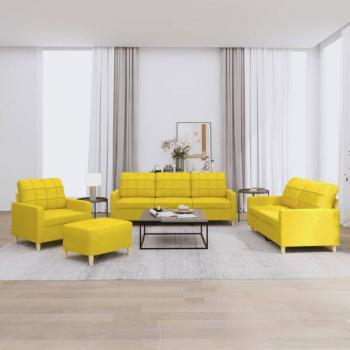 Prolenta Premium – Série canapés cosy 4 x 1 fauteuil, coussins jaunes clairs